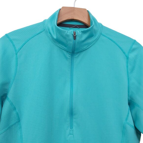 Patagonia Capilene Baselayer Womens Medium Green Midweight Thumbhole 1/2 Zip - Picture 2 of 12